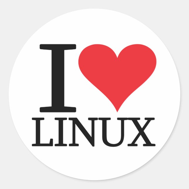 Sticker Rond I Heart Linux (Devant)