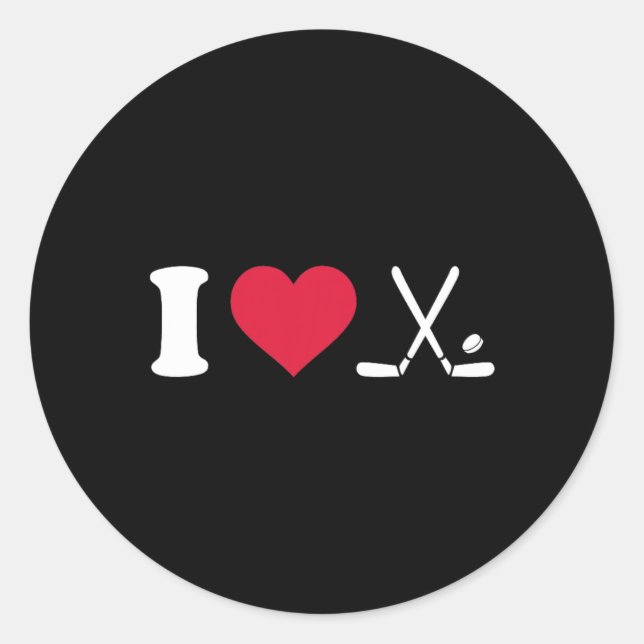 Sticker Rond I Heart Love Field Hockey (Devant)
