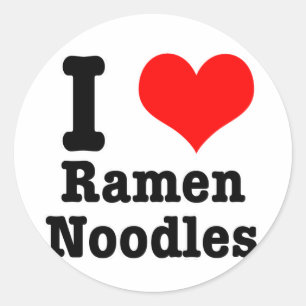 Sticker Rond I HEART (LOVE) nouilles ramen