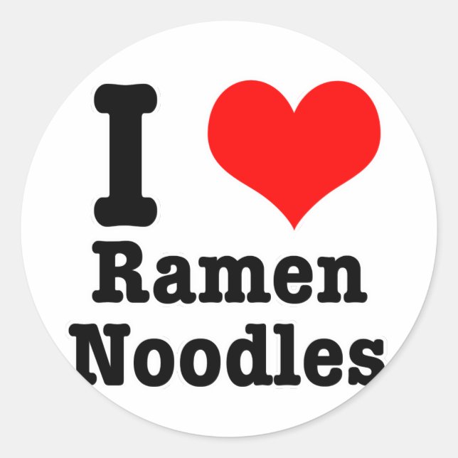 Sticker Rond I HEART (LOVE) nouilles ramen (Devant)