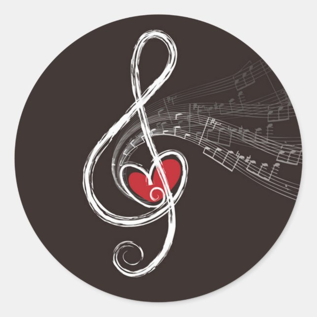 Sticker Rond I HEART MUSIQUE Trek Clef Black Custom (Devant)