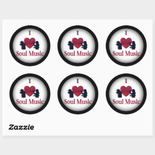 Sticker Rond I Heart Soul Music encadrée