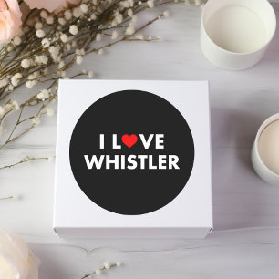 Sticker Rond I Heart Whistler I Love Whistler Modern Text Dark