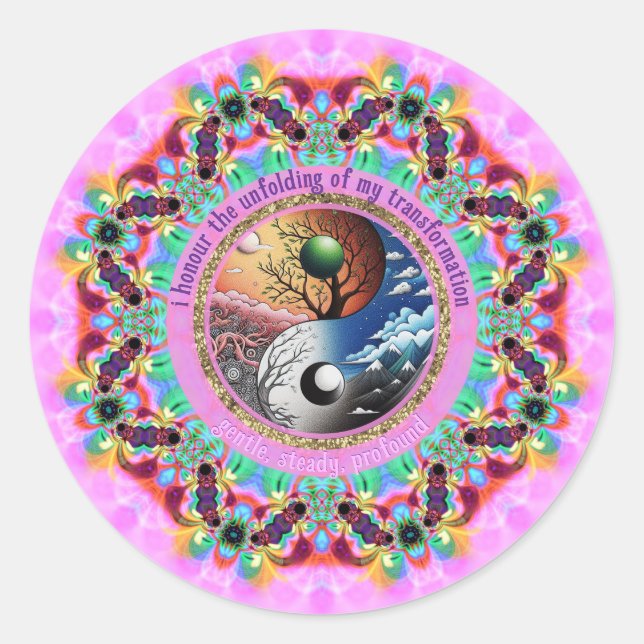 Sticker Rond i Honour my transformation Self-Love Affirmation (Devant)