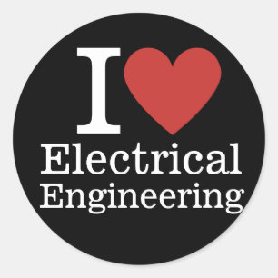 Sticker Rond I ❤️ Ingénierie électrique pour étudiants/Faculté