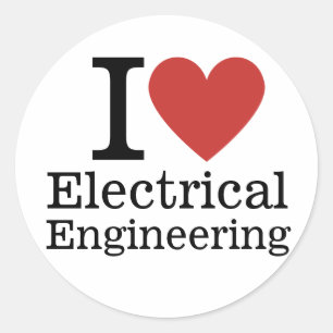 Sticker Rond I ❤️ Ingénierie électrique pour étudiants/Faculté