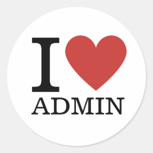 Sticker Rond I ❤️ Love Admin (pour les employés) PERSONNALISÉ