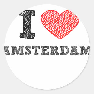 Sticker Rond I Love Amsterdam