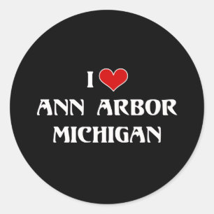 Sticker Rond I Love Ann Arbor, Michigan