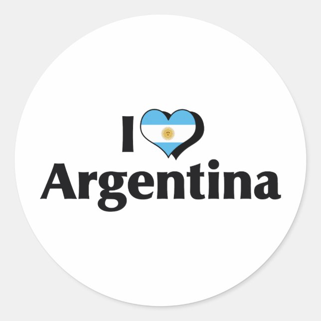 Sticker Rond I Love Argentina Flag (Devant)