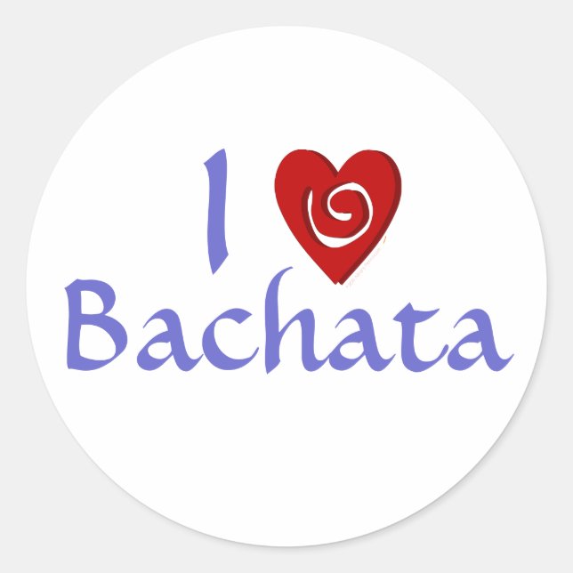 Sticker Rond I Love Bachata Heart Latin Dancing Custom (Devant)