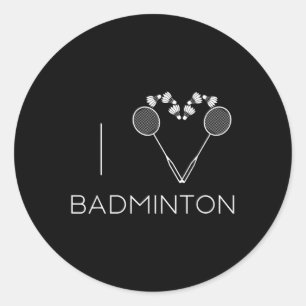 Sticker Rond I Love Badminton Team Player Coach