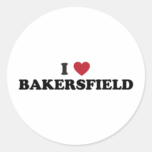 Sticker Rond I Love Bakersfield Californie (Devant)