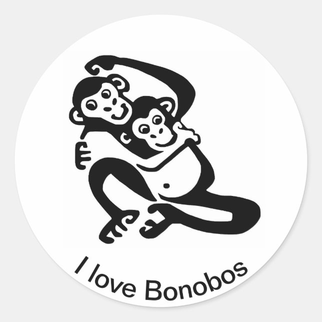 Sticker Rond I love BONOBOS - Chimpanzé - Faune - Afrique (Devant)