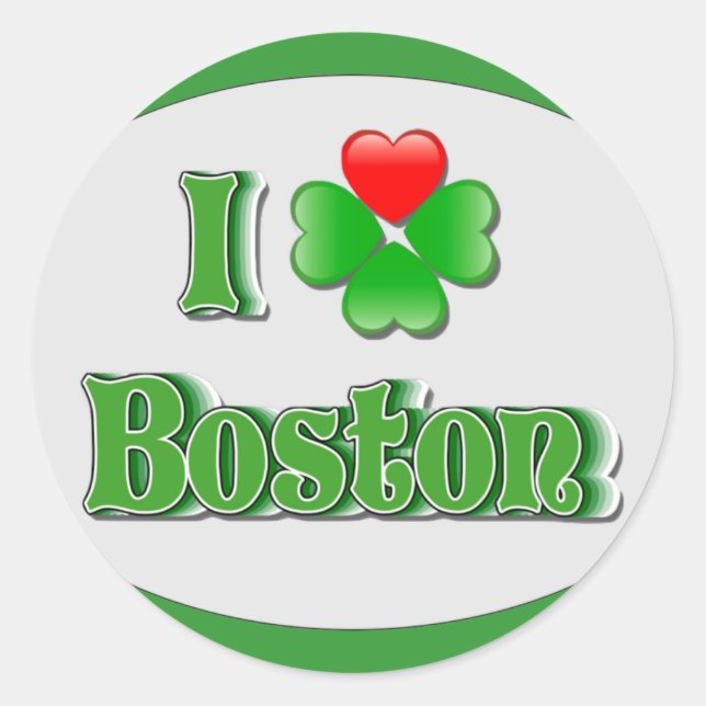 Sticker Rond i Love Boston - Clover (Devant)