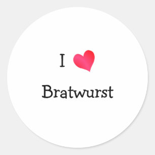 Sticker Rond I Love Bratwurst