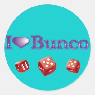 Sticker Rond I Love Bunco avec Red Dice