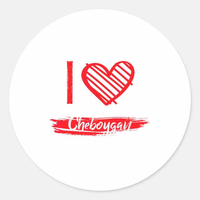 Sticker Rond I Love Cheboygan I Heart Cheboygan  (Devant)