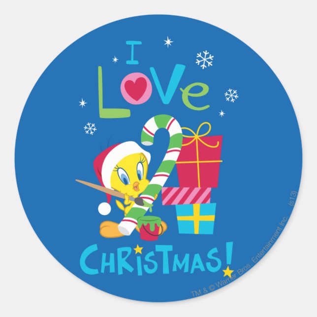 Sticker Rond I Love Christmas - TWEETY™ (Devant)