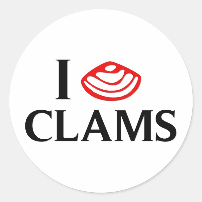 Sticker Rond I Love Clams (Devant)
