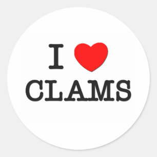 Sticker Rond I Love CLAMS ( nourriture )