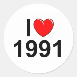 Sticker Rond I Love (Coeur) 1991