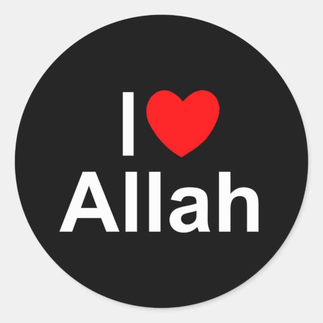 Sticker Rond I Love (Coeur) Allah (Devant)