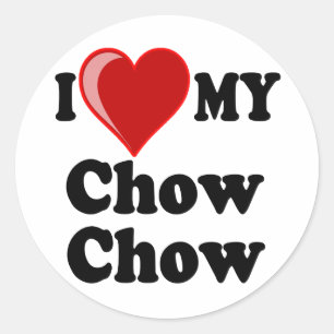 Sticker Rond I Love (Coeur) My Chow Chig