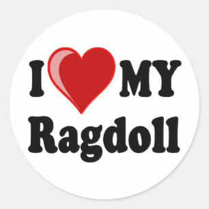 Sticker Rond I Love (Coeur) My Ragdoll Cat