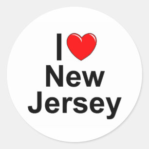 Sticker Rond I Love (Coeur) New Jersey