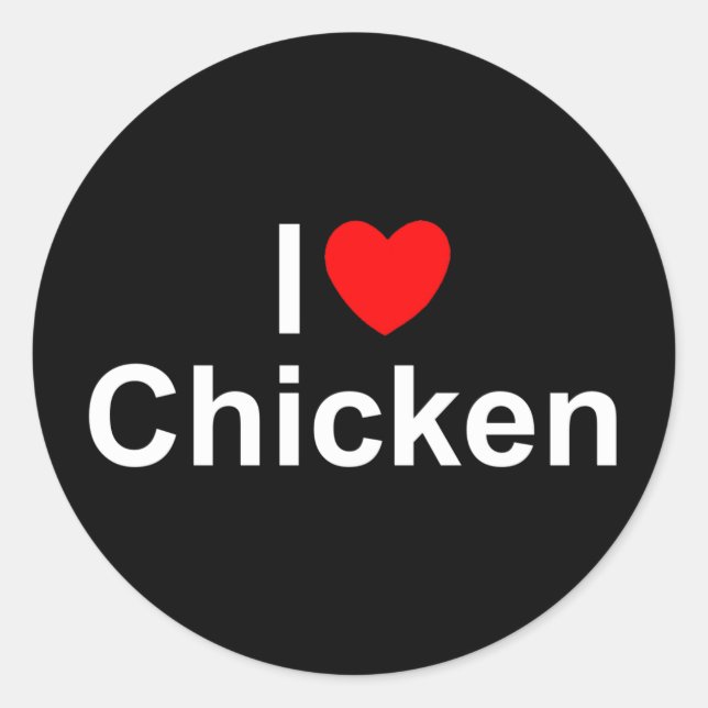 Sticker Rond I Love (Coeur) Poulet (Devant)