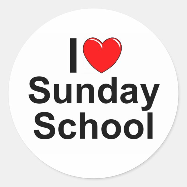 Sticker Rond I Love (Coeur) Sunday School (Devant)