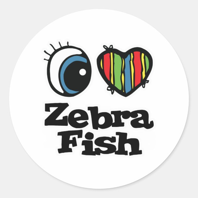 Sticker Rond I Love (Coeur) Zebrafish (Devant)