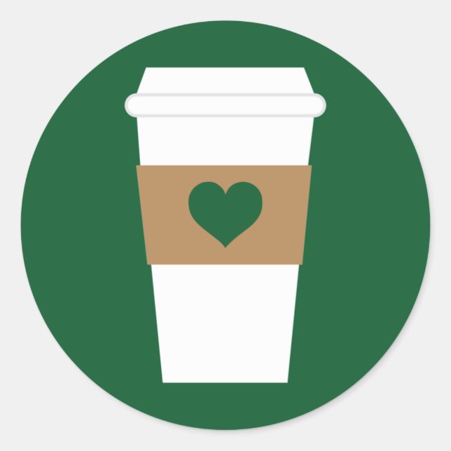 Sticker Rond I Love Coffee Coffee Disposable Cup (Devant)