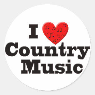 Sticker Rond I Love Country Music