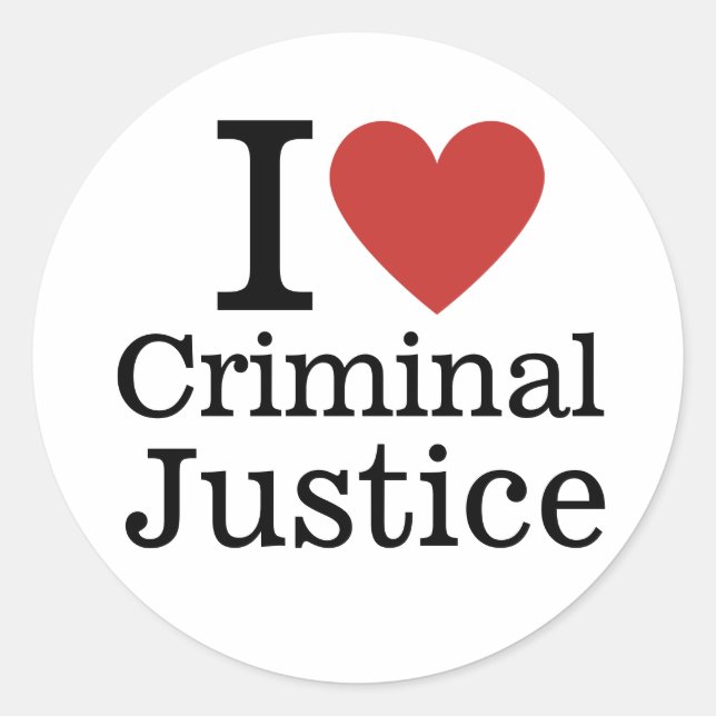 Sticker Rond I ❤️ Love Criminal Justice for Student/Faculty (Devant)