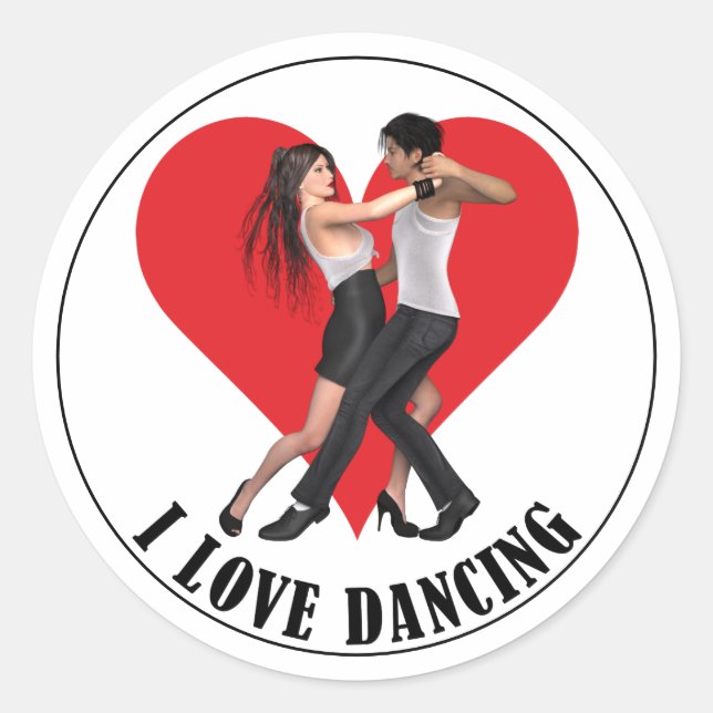 Sticker Rond I Love Dancing ~ Argentine Tango II (Devant)
