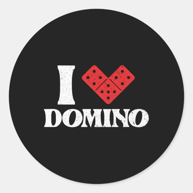 Sticker Rond I Love Domino Dominoes Bones Domino Player (Devant)