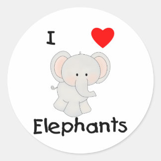 Sticker Rond I Love Elephants (2)