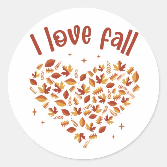 Sticker Rond I Love Fall. Heart W Leaves (Devant)