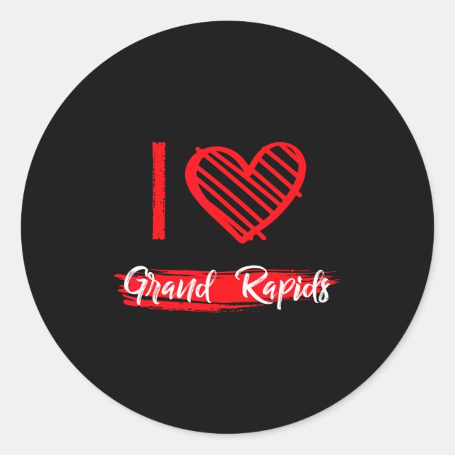 Sticker Rond I Love Grand Rads I Heart Grand Rads  (Devant)