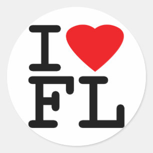 Sticker Rond I Love Heart Florida