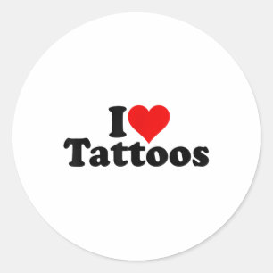Sticker Rond I Love Heart Tattoos Tats _1