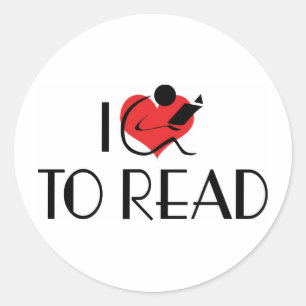 Sticker Rond I Love Heart To Read - Book Lover