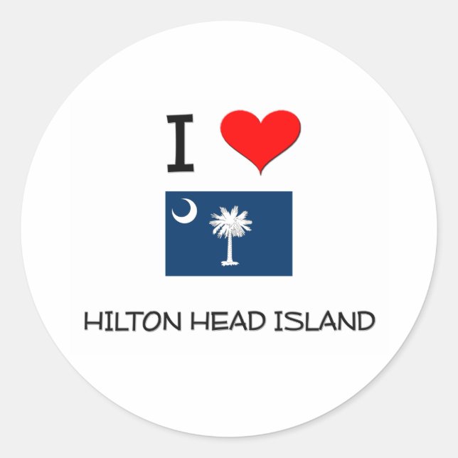 Sticker Rond I Love Hilton Head Island Caroline du Sud (Devant)