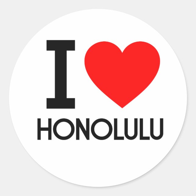 Sticker Rond I Love Honolulu (Devant)