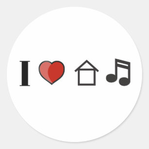Sticker Rond I Love House Music