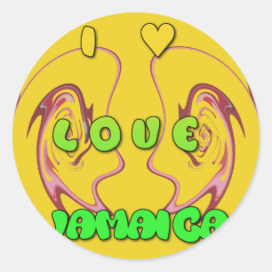 Sticker Rond I love Jamaica