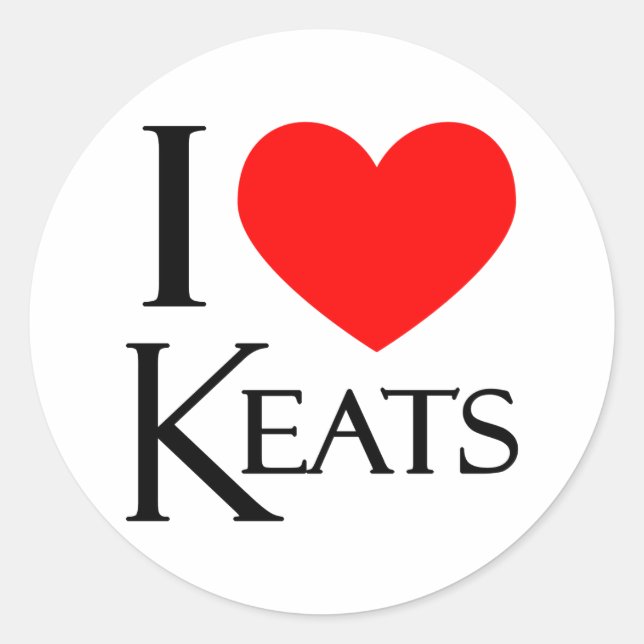 Sticker Rond I Love Keats (Devant)
