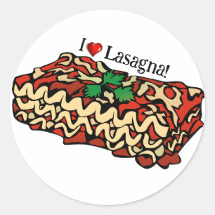 Sticker Rond I Love Lasagna